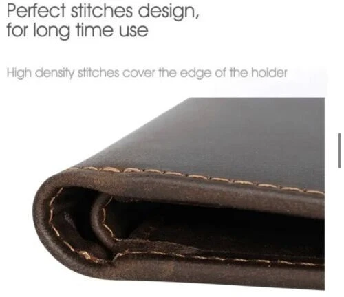 Mens Vintage Leather Wallet Full Grain Anti RFID  Short Bi-Fold - Image 3 of 4