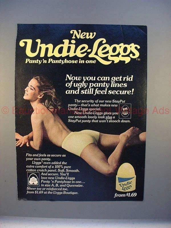 1978 Undie-Leggs Pantyhose Ad - Panty n Pantyhose in one!