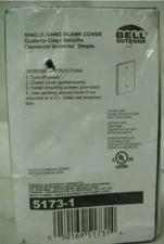 Bell Hubbell Single Gang Rectangular Metal White Blank Outdoor Box Cover 5173-1
