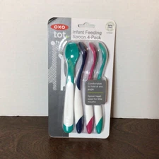 Oxo Tot Infant Feeding Spoon 4-Pack Set - Soft Silicone BPA Free 6 Months+ Baby
