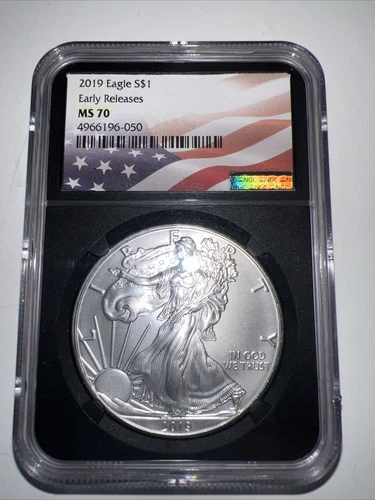 2019 American Silver Eagle-NGC MS70 EARLY RELEASES Edition-American Flag Label
