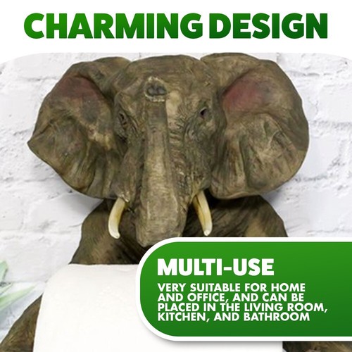 Novelty Elephant Toilet Roll Holder Wall Mounted Unique Bathroom Safari Ornament - Picture 18 of 24