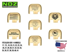 NDZ Glock 17 19 Gen 1-4 Slide Cover Back Plate Brass - Engraved Trending Images