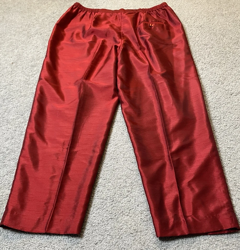90s Larry Levine Woman’s Dress Pants 18W Red High Rise Straight Leg Formal Party - Image 3 of 4