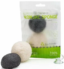 Konjac Face Sponge By Deneve - Exfoliating Facial Makeup Sponges - 2 Pack