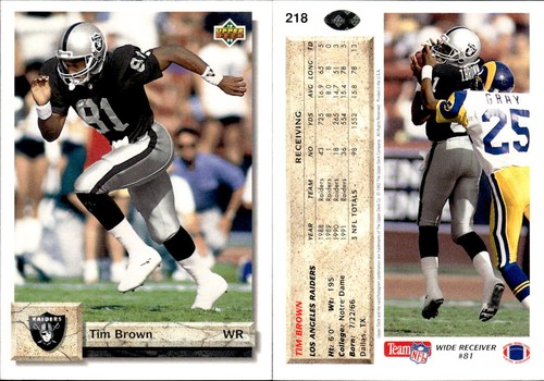 1992 Upper Deck Series 1 Football Complete Your Set #1-250 You Pick! - Picture 168 of 192