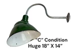Goodrich 18x14 Gooseneck Green Porcelain Pole Sign Light Gas Station Vintage C