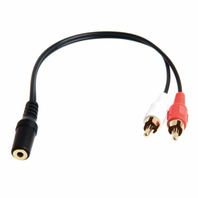 2 RCA Male Plug to 3.5mm Female Aux Audio Headphone Jack Converter Adapter Cable