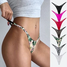 Sexy Womens High Cut Thong Panties G string Bikinis Low Rise Underwear Lingeries