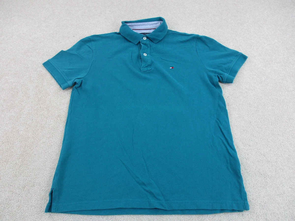 Tommy Hilfiger Polo Shirt Adult Medium Blue Green Flag Casual