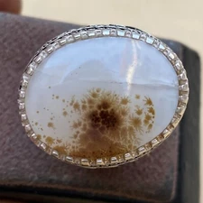 Dendritic yemeni Agate Sterling Silver 925 Men Ring Unique Natural Stone