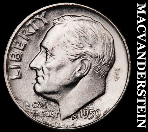 1959-D Silver Roosevelt Dime - Choice Gem Brilliant Unc  Lustrous  #G7783