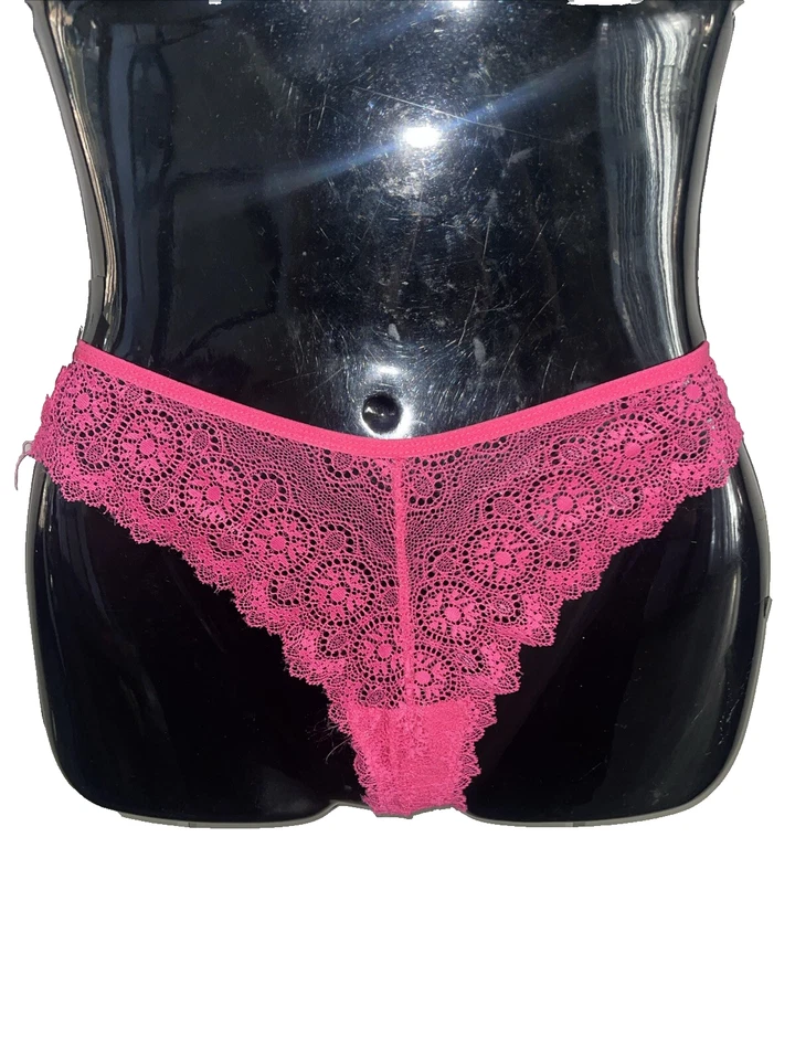 Jezebel  Tanga Bikini Panty Sissy  Sexy Lace Underwear  Womens Medium Hot Pink - Image 2 of 3