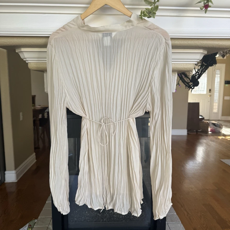 Vintage 90s Y2K Allison Taylor Western Cottage Pleated White Ruffle Blouse XL - Image 2 of 4