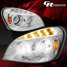 PAIR CHROME FULL LED TURN SIGNAL HEADLIGHTS FOR 2008-2017 FREIGHTLINER CASCADIA