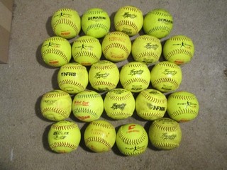Lot of (22) Used 12" Yellow Green Softballs (#2)