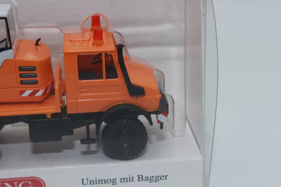 Wiking 064704 Unimog With Excavator Municipal Orange H0 1:87 New OVP - Image 3 of 4