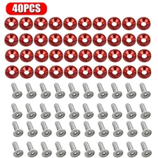 40 x JDM Billet Aluminum Fender Bumper Washer Bolt Engine Bay Dress Up Kit