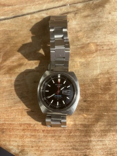 Vintage Seiko 5 Sports Watch-rotating bezel-Baby Pogue-6119-6023-buy It Now