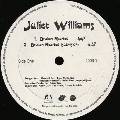 Juliet Williams - Broken Hearted (12'', Promo) (Near Mint (NM or M-)) - 313794029