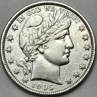 1905-S Barber Half Dollar, AU+, San Francisco Mint, ￼