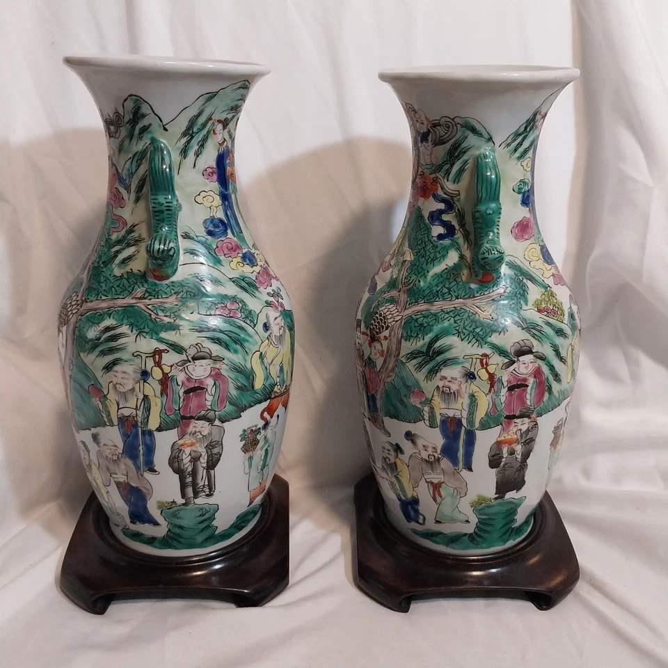 Chinese Famille Rose Vases Republic Era Very Rare Pair - Image 2 of 4