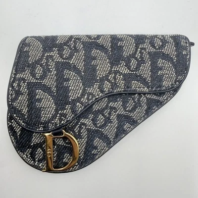 Christian Dior Saddle Coin Purse in Navy Oblique Canvas - Bild 1 von 4