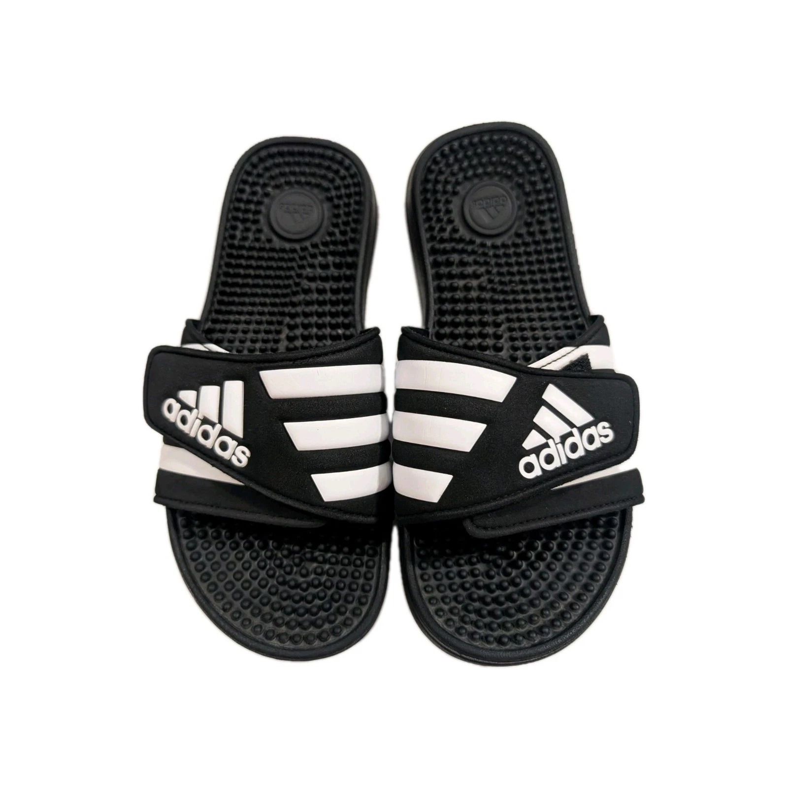 Sandali Adidas Youth 7 Adissage Comfort Regolabili Spiaggia Scivoli Nero Bianco