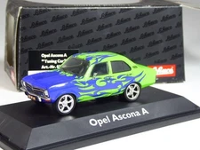 OPEL ASCONA A SR TUNING CAR SCHUCO 02657 1/43 VERT BLEU GRUN GREEN BLAU BLUE