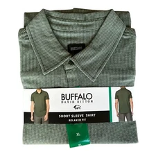 Buffalo David Bitton Men's short Sleeve Shirt Relaxed Fit Green size XL