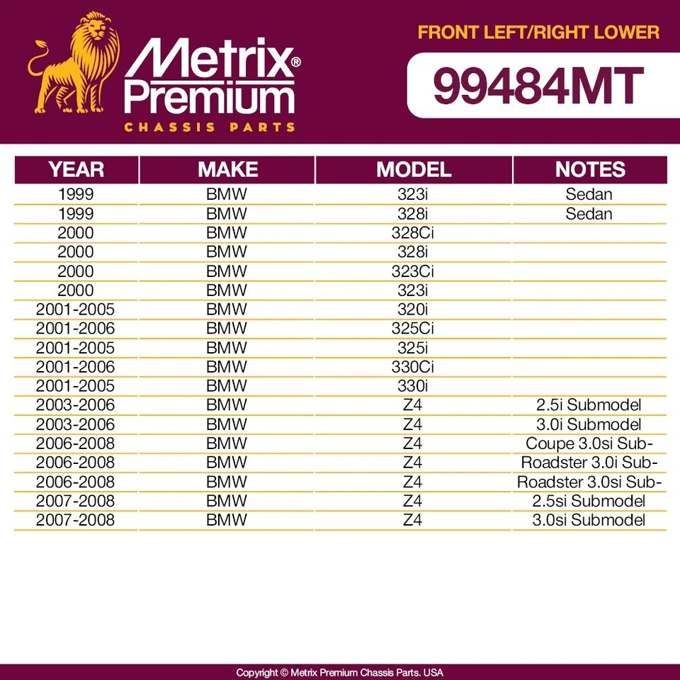 Front Left & Right Lower Control Arm for BMW 325Ci 325i 330Ci 330i 320i Z4 - Image 2 of 4