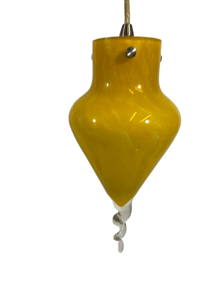 Contemporary Handblown Swirl Glass Pendant Statement Light Yellow & Silver 12” — 第 3/4 张图片