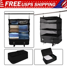 4-Shelf Folding Hanging Closet Organizer Shelves Wardrobe Clothes Storage Shelve