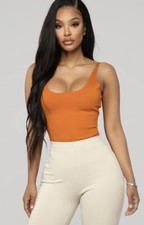 Fashion Nova Sleeveless Cognac Bodysuit Size Small