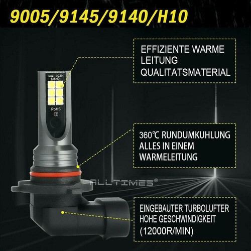 2x 9005 9145 LED Foglight Kit 225000LM High Power Fog Bulb HB3 H10 6500K White - Picture 6 of 12