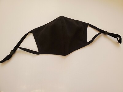 Black Fabric Face Mask with Mesh Liner/Filter Pocket, Soft Breathable 2 layers 