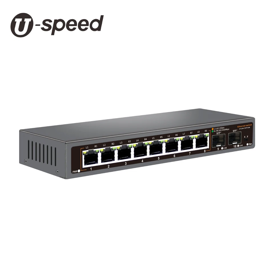 8-Port 2.5G Unmanaged Ethernet Switch w/ 8x 2.5G Base-T Ports 2x 10G SFP+ Slots - Image 2 of 4