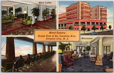 Atlantic City New Jersey, 1951 Hotel Stanley, Lobby, Veranda, Mezzanine Postcard