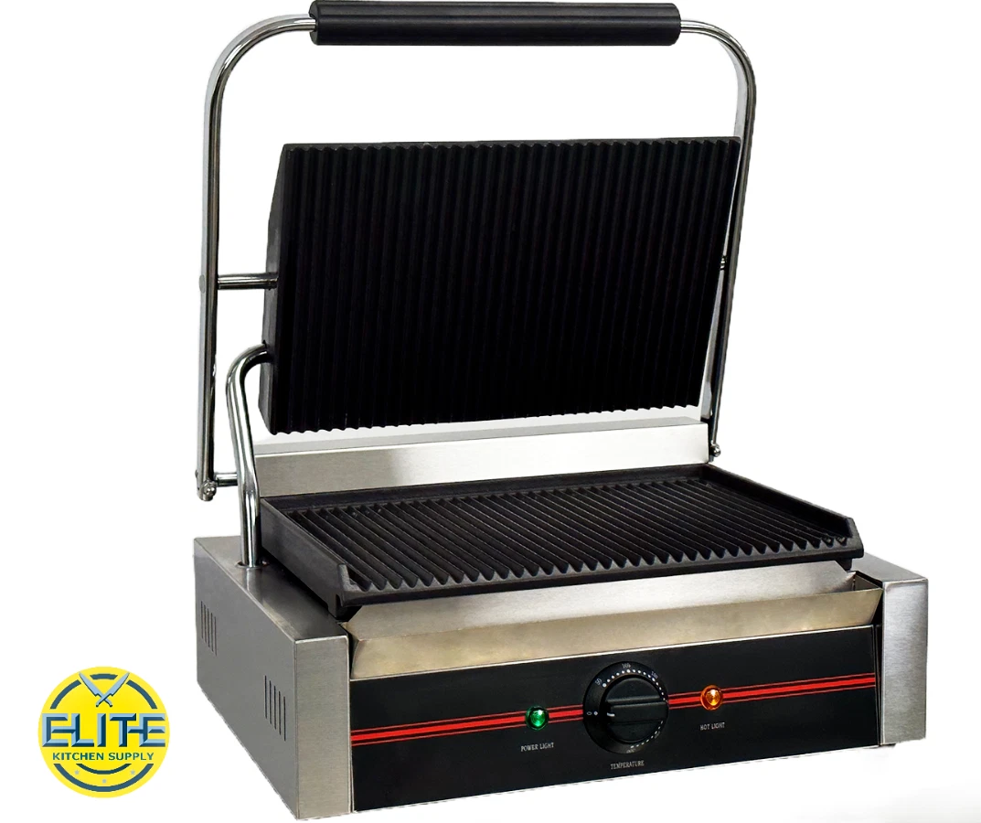 Commercial Single Plate Sandwich Press Grill Griddle Panini Maker 120V Grooved
Opens in a new window