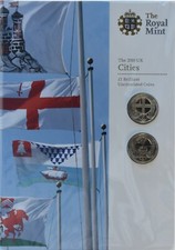 2010 £1 - BELFAST & LONDON  - BRILLIANT UNCIRCULATED -BU 2 X ONE POUND COIN PACK