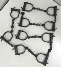 12 Inch Handcuffs 5 Unit Iron shackles Hand cuff with chain Old world Antique