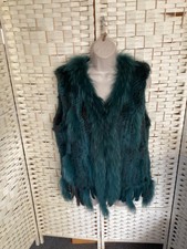 Real Fur Ladies Gilet Worn Once Very Different Mixed Brown & Aqua Colour Large