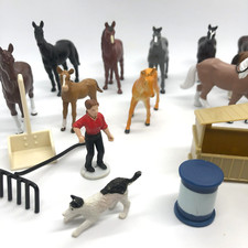 Realistic Horse Figurines Mini 00s Vintage Toys Bundle Lot Farm Animals Set