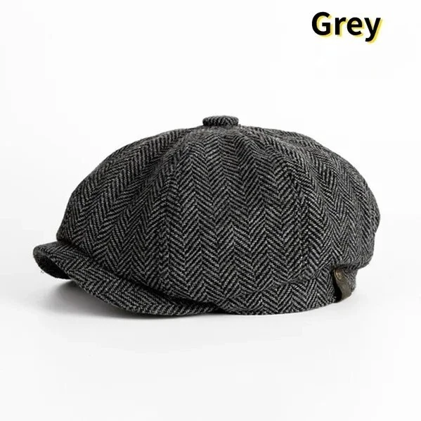 Sombrero gris Peaky Blinders Newsboy gorra plana espiga tweed lana panadero niño Foto 2 de 2