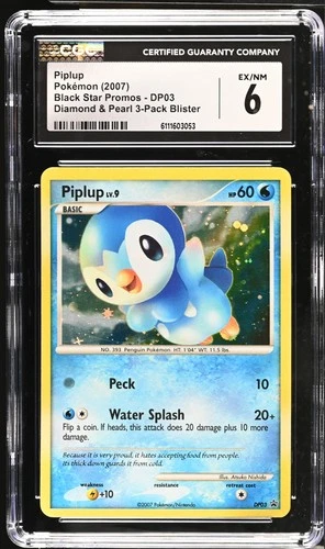Piplup DP03 Diamond & Pearl 3-pack Blister Black Star Promos Pokemon CGC 6 Ex/nm