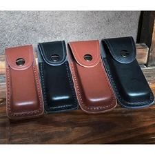 Leather Sheath For Folding Tools Pocket Knife Pouch with Belt loop Case New #