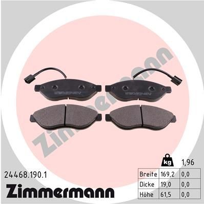 Zimmermann Bremsbelagsatz, Scheibenbremse 24468.190.1 FüR Fiat Peugeot CitroËN-image