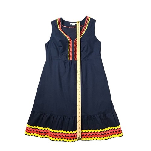 Boden Easy Ric Rac Dress US Size 12 Navy Ruffle Fit Flare Tiered Girlhoodcore - Picture 8 of 11
