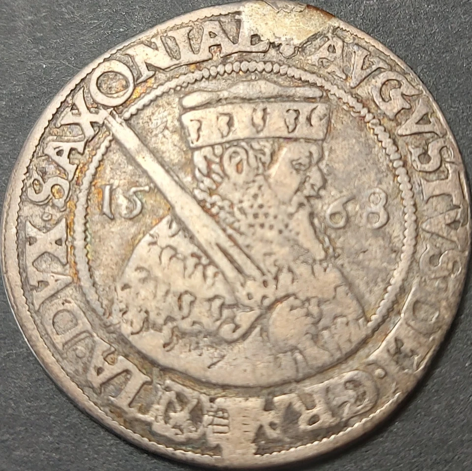 GERMANY STATES ELECTORATE OF SAXONY 1/4 THALER MB#190 VF++ AUGUST I. (1553-1586) - Image 3 of 4