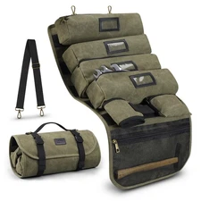 16oz Heavy Duty Canvas Tool Roll Up Bag Foldable Roll Organizer Magnet Wristband